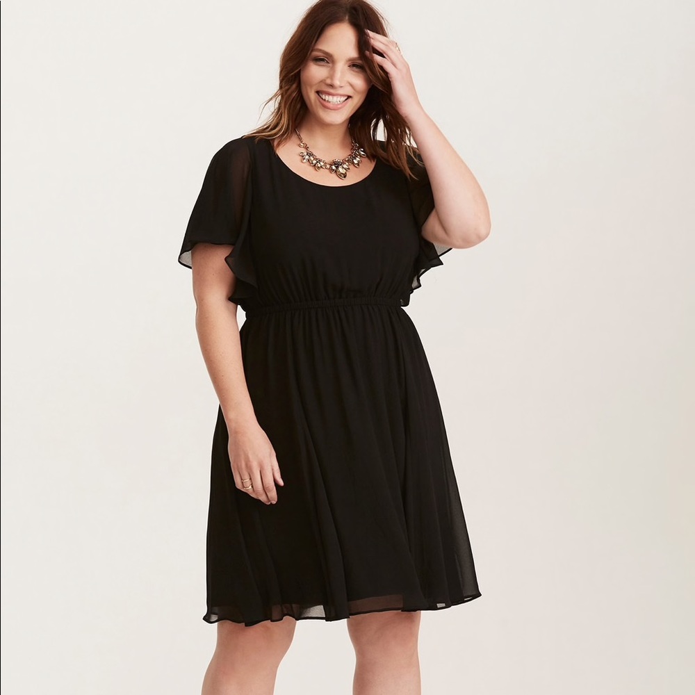 Black chiffon skater dress
